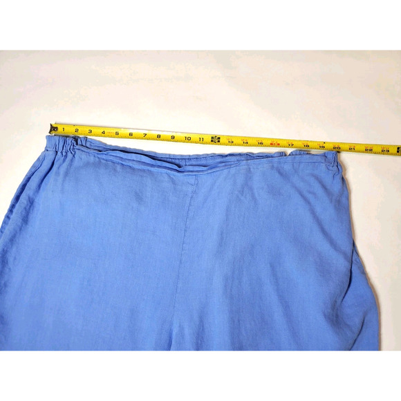 FLAX Womens 1G Linen Pants Cropped Capri Periwinkle Plus Size 18-20 - Picture 6 of 12